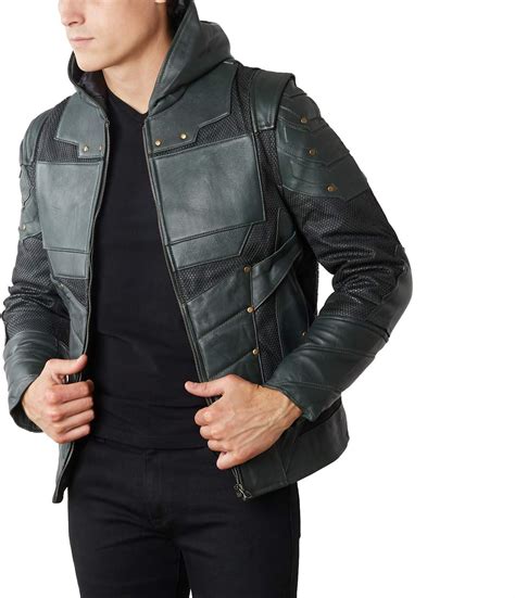 Men's Green Arrow Vegan Leather Jacket 